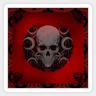 Gothic skull moon red and black Sticker